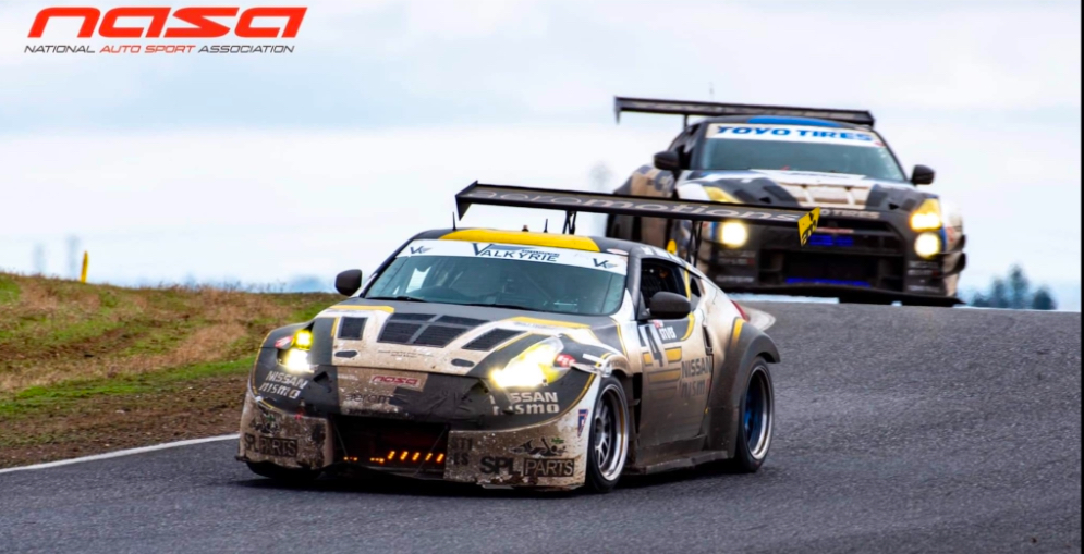 Nolan's Nissan racecar in action